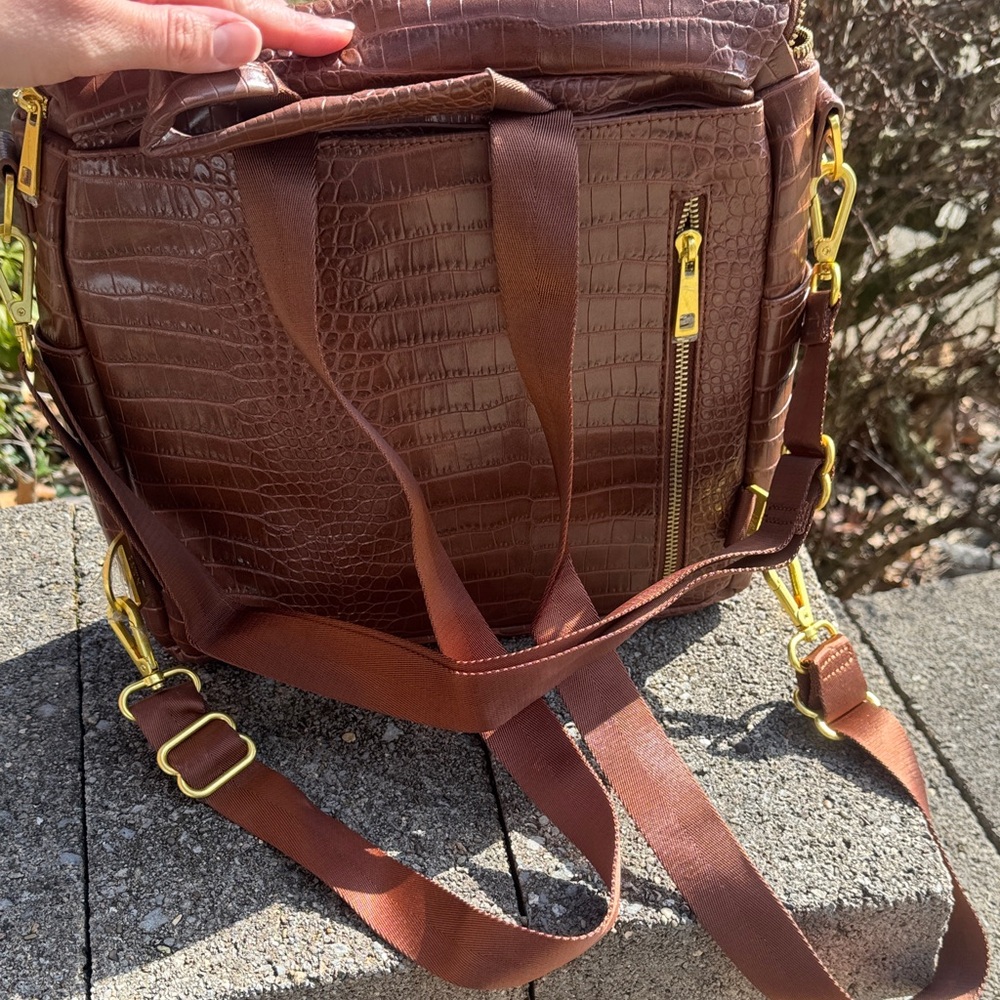 Fawn Mini Design Brown Croc Baby Bag - Picture 5 of 6